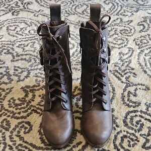 HOLDING HORSES Brown Lace Up Boots